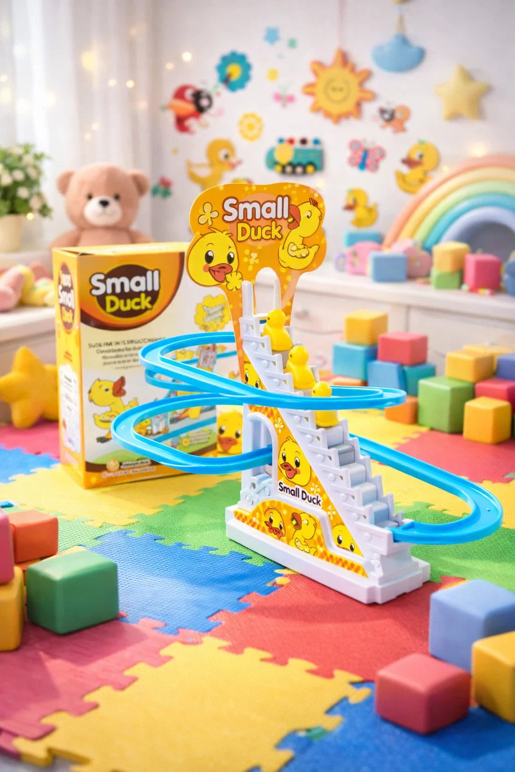 RoseBabyTR Basamaklı Ördek Oyuncak, colorful stacking duck toy for children, with multiple tiers and a playful design.